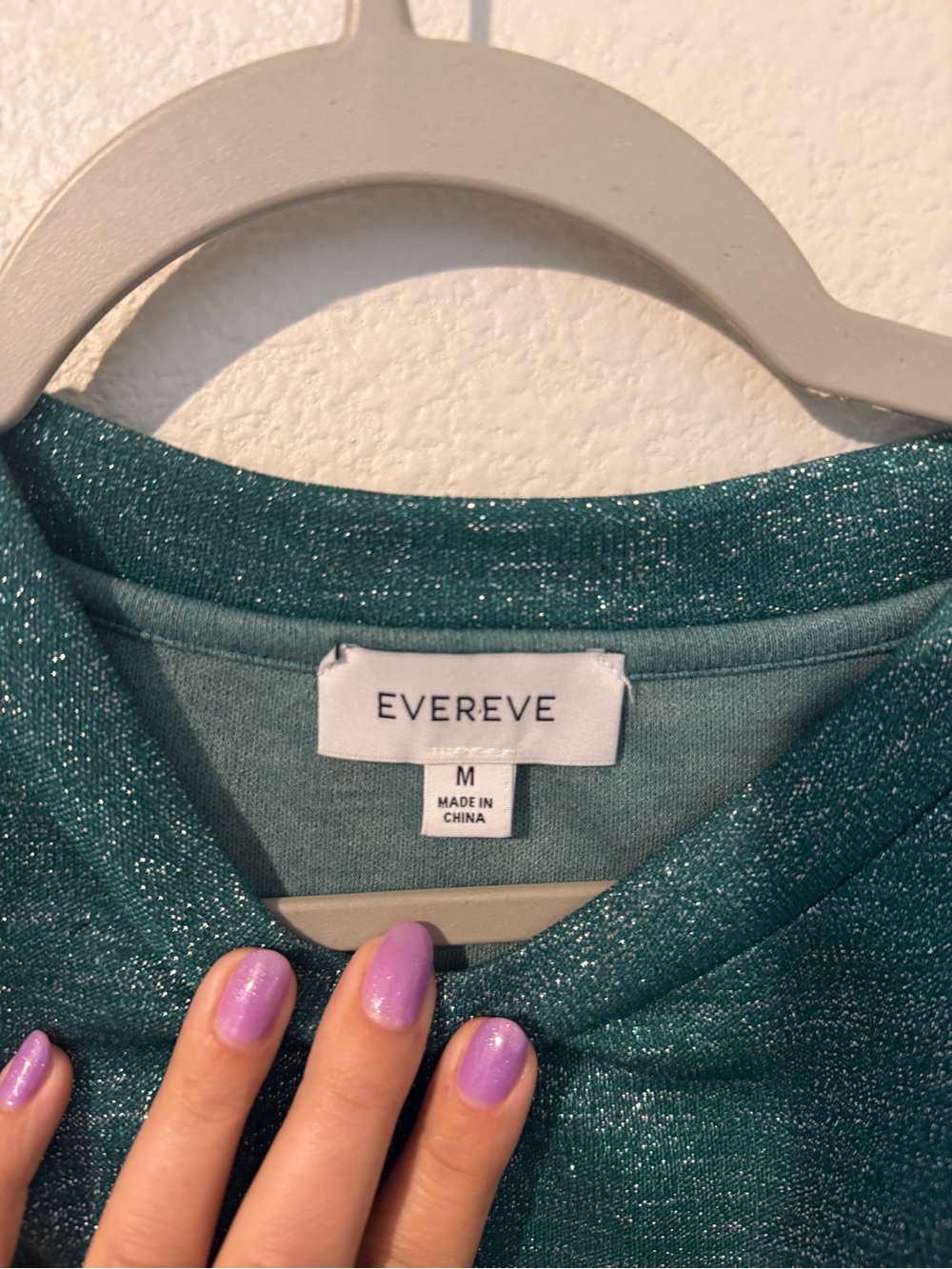 Evereve Teal Shimmer Boxy Cropped Crew Tee - Picture 2 of 8